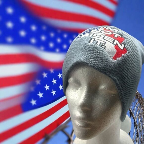 I’M NOT BIDEN IT.  l USA Statement Beanie l Gray l Unisex l New - Picture 1 of 8